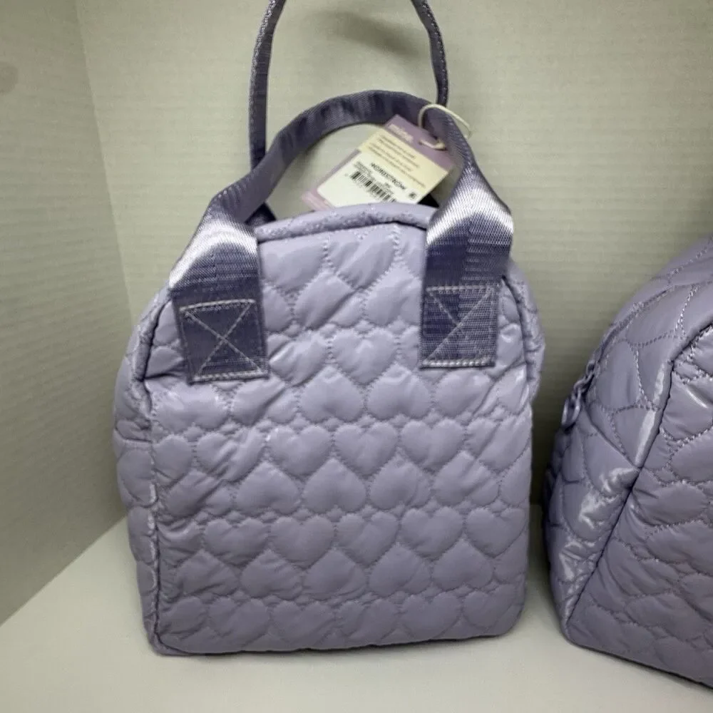 Mine By MyTagalongs Purple Heart Quilted Lunch Tote Lot Of 2 Nordstrom Bags New